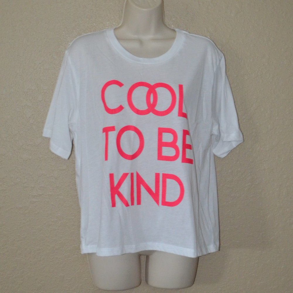 NWOT $110 Sz S Le Superbe Cool To Be Kind White Short Sleeve T-Shirt